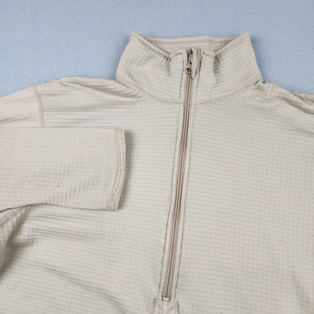 Polartec ECWCS Gen III Level 2 Pullover Mens L Beige Grid Fleece 1/4 Zip Army